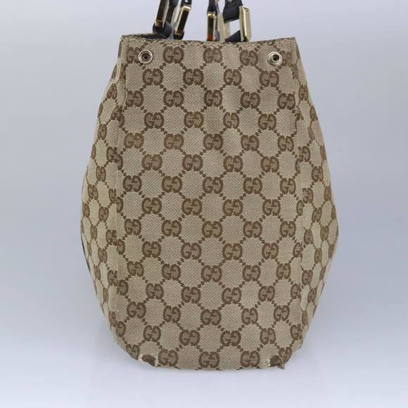 GUCCI GG Canvas Hand Bag Web Sherry Line Beige Gold 211935 Auth 99143 - Picture 3 of 16